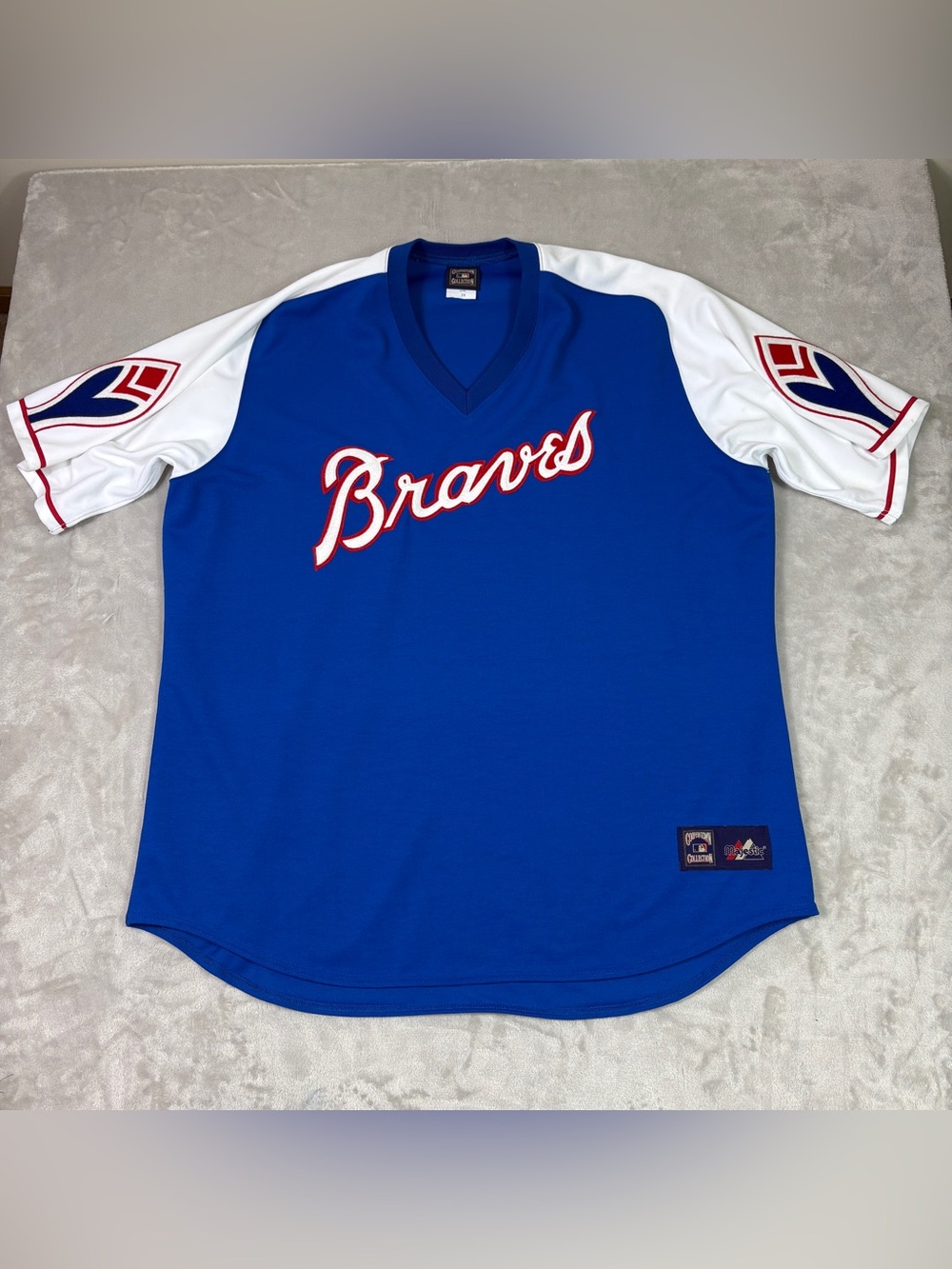 Vintage Atlanta Braves Cooperstown Collection Blue Jersey Size 3X 3XL MLB Stitch